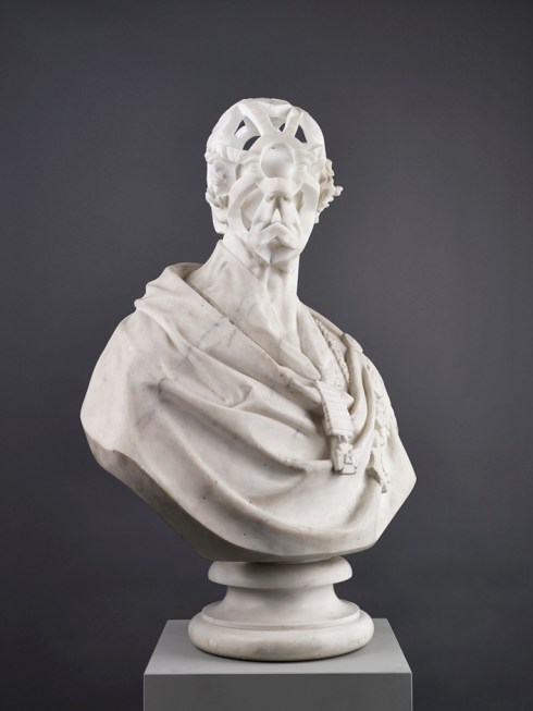 Jonathan Owen Untitled, 2014 carved 19th century marble bust with further carving 80 x 60 x 13.7 cm Ingleby Gallery - Edinburgh