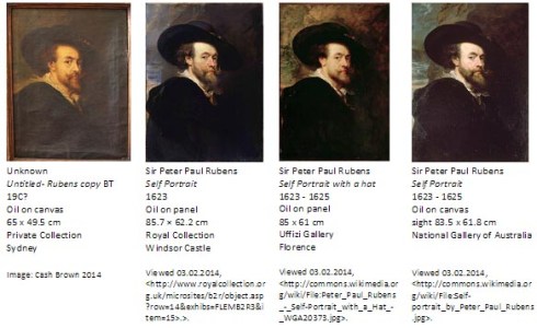 A comparison of the Untitled copy, and three versions by the hand of the old master